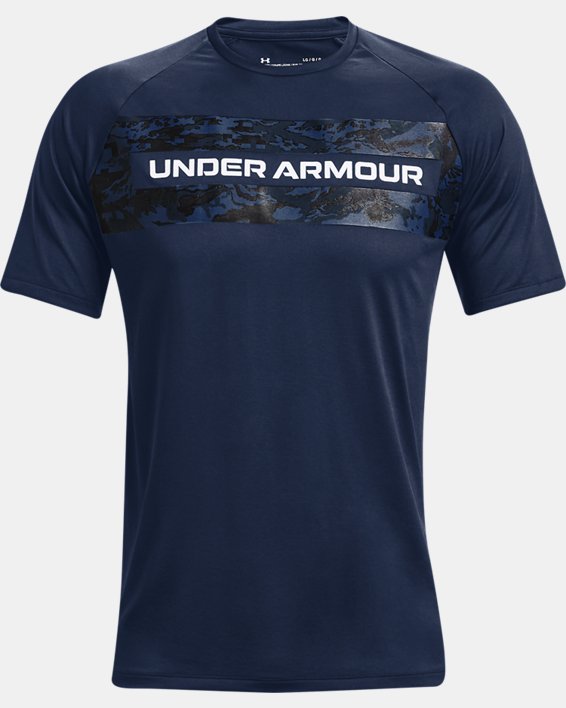 Men's UA Tech™ 2.0 Boxed Camo Short Sleeve in Blue image number 4